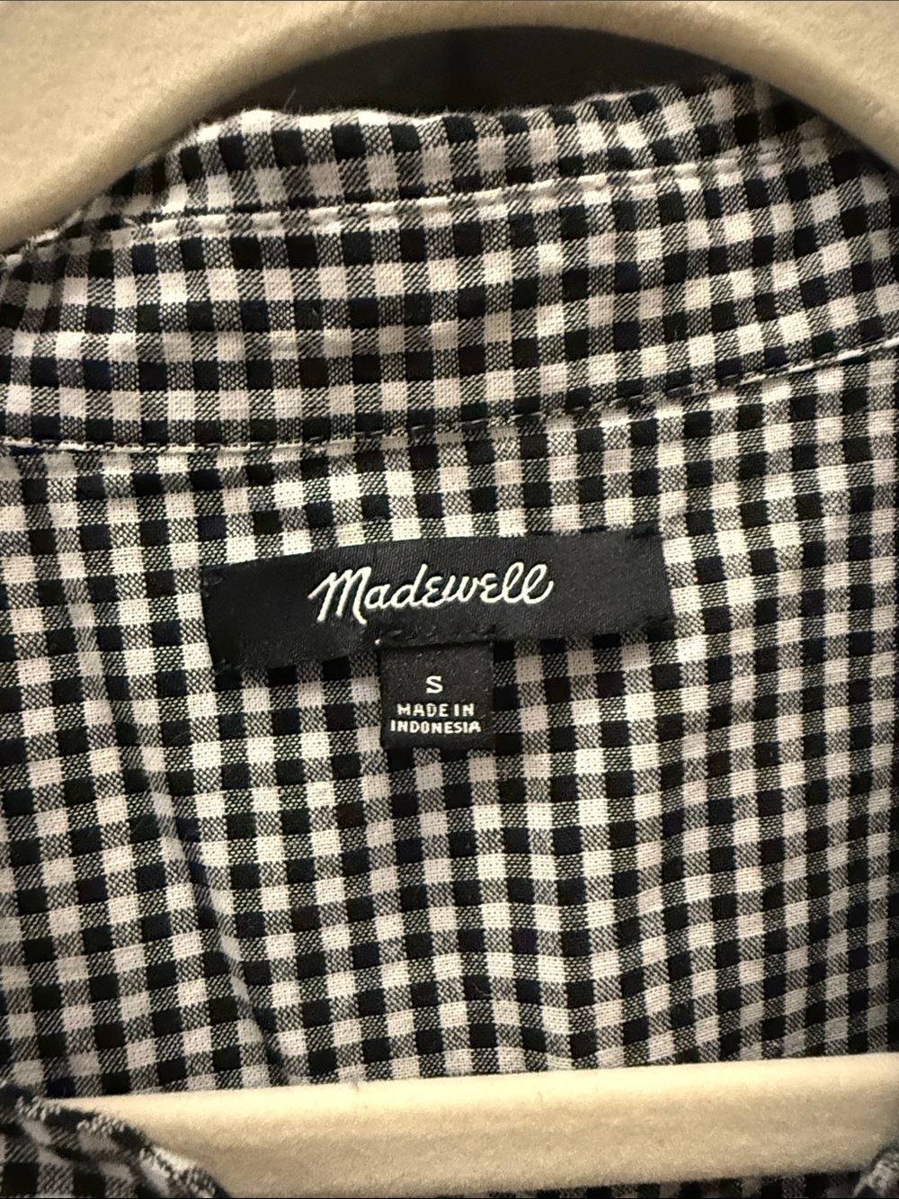 Madewell Black and White Gingham Short-Sleeve Button Shirt Linen Cotton Blend - Picture 2 of 5